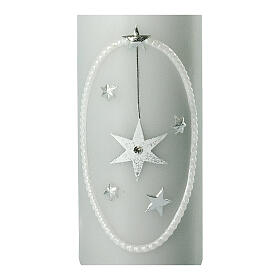 Weihnachtskerze mit Stern und silbernen Details, 165x60 mm