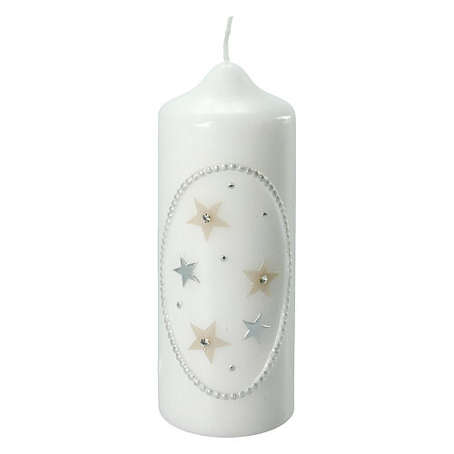 Christmas candle, golden and silver stars, 165x60 mm 1