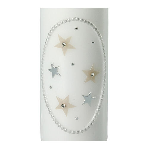Christmas candle, golden and silver stars, 165x60 mm 2