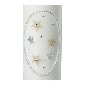 Christmas candle gold silver stars 165x60 mm