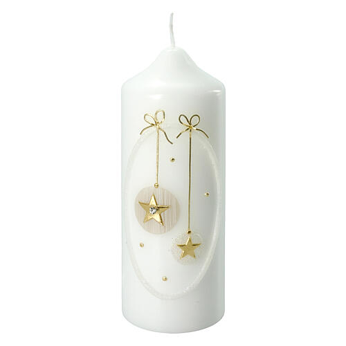 Christmas candle, golden stars and bows, 165x60 mm 1