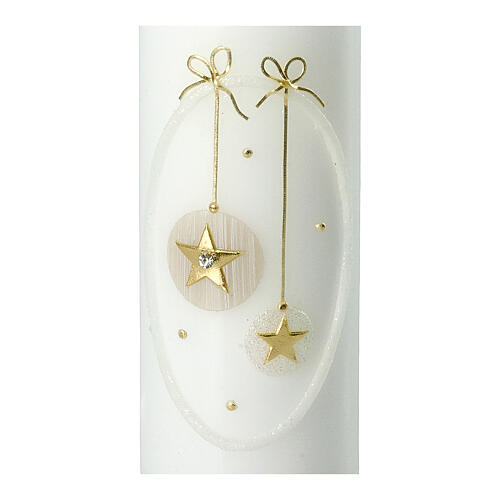 Christmas candle, golden stars and bows, 165x60 mm 2