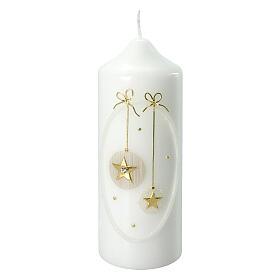 Christmas candle golden stars bows165x60 mm