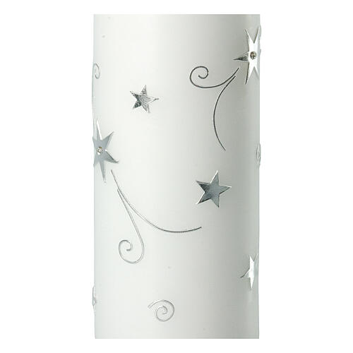 White candle, Christmas silver stars, 200x80 mm 2