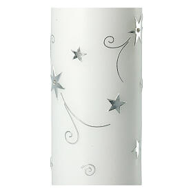 White Christmas candle with silver stars 200x80 mm