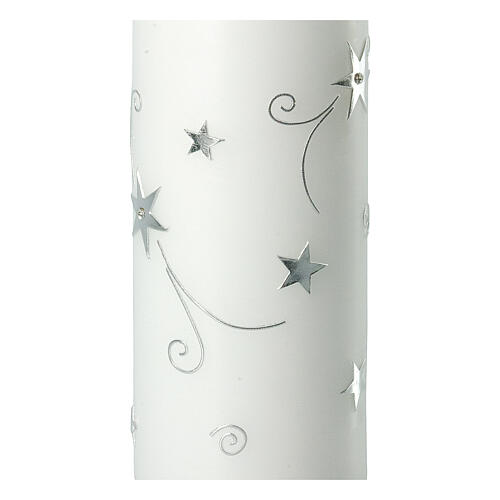 White Christmas candle with silver stars 200x80 mm 2