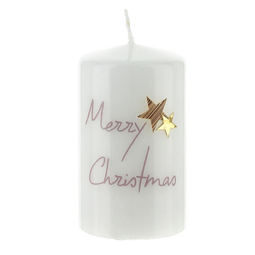 Kerze Merry Christmas mit goldenen Sternen 2 Stück, 100x60 mm 2