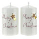 Kerze Merry Christmas mit goldenen Sternen 2 Stück, 100x60 mm s1