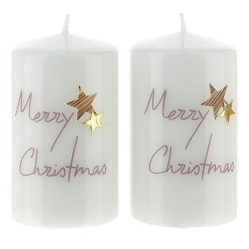 Candela Merry Christmas stelle dorate 2 pz 100x60 mm