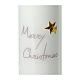 Świeca biała Merry Christmas gwiazdy złote 150x60 mm, 2 sztuki s2