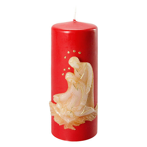 Red candle, embossed Holy Family, 150x60 mm 1
