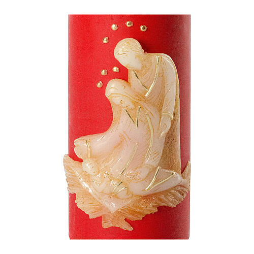 Red candle, embossed Holy Family, 150x60 mm 2
