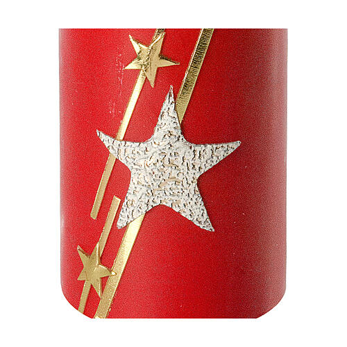 Vela Natal vermelha estrelas purpurina 2 peças 10x6 cm 2