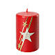 Red Christmas candles with glitter stars 2 piece set 100x60 mm s3