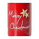 Kerze rot Merry Christmas mit goldenen Sternen 2 Stück, 100x60 mm s2