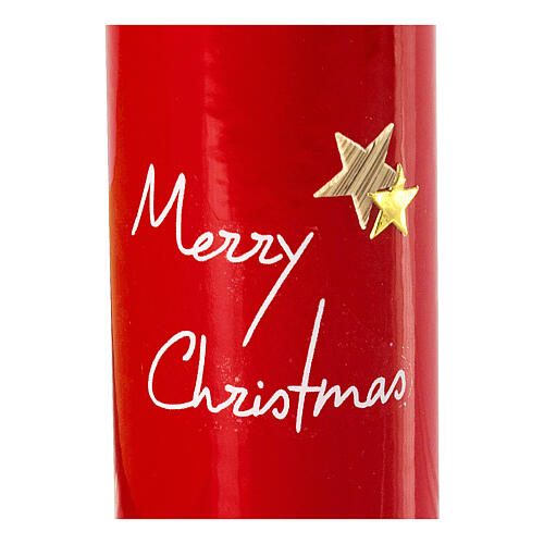 Red shiny candles set of 2, Merry Christmas, 150x60 mm 2