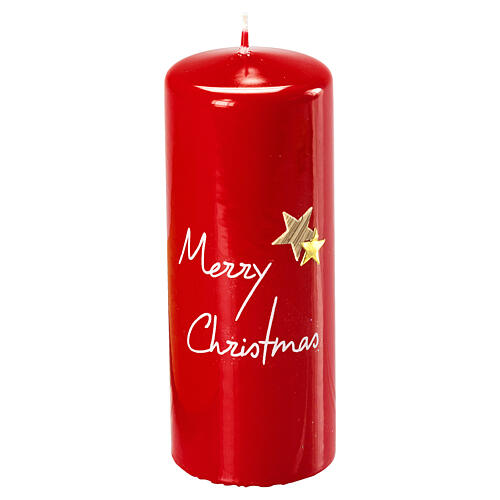 Red shiny candles set of 2, Merry Christmas, 150x60 mm 3