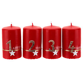 Adventskerze rot Set aus 4 Kerzen, 10x4 cm