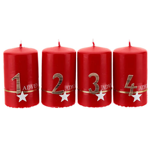Adventskerze rot Set aus 4 Kerzen, 10x4 cm 1