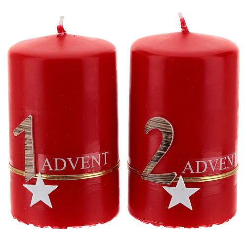 Adventskerze rot Set aus 4 Kerzen, 10x4 cm 3