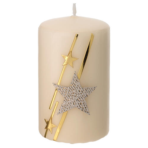 Vela Natal branca estrelas purpurina 2 peças 10x6 cm 2