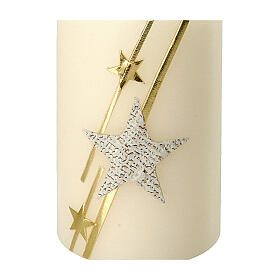 White Christmas candles with glitter stars 2 pcs 100x60 mm