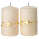 Ivory candles set of 2, golden ring and stars, 100x60 mm s1