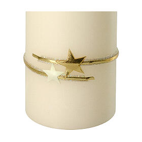 Ivory candles with golden stars band 2 pcs 100x60 mm