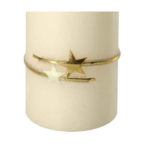 Ivory candles with golden stars band 2 pcs 100x60 mm 2