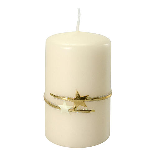Ivory candles with golden stars band 2 pcs 100x60 mm 3