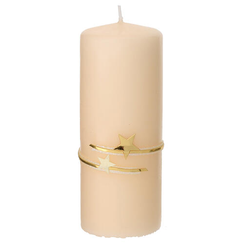 Ivory Christmas candles, set of 2, golden stars, 150x60 mm 2