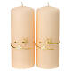 Ivory Christmas candles with golden stars 2 pc set 150x60 mm s1