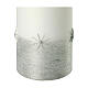 White Christmas candle, silver glitter and snowflakes, 100x60 mm s2