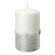 White Christmas candle, silver glitter and snowflakes, 100x60 mm s3