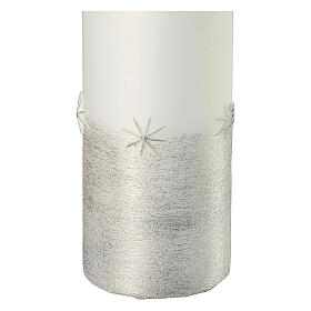 Candela glitter argento Natale bianca 2 pz150x60 mm