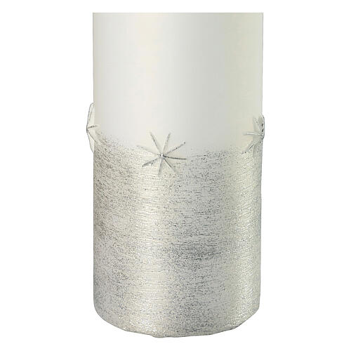Candela glitter argento Natale bianca 2 pz150x60 mm 2
