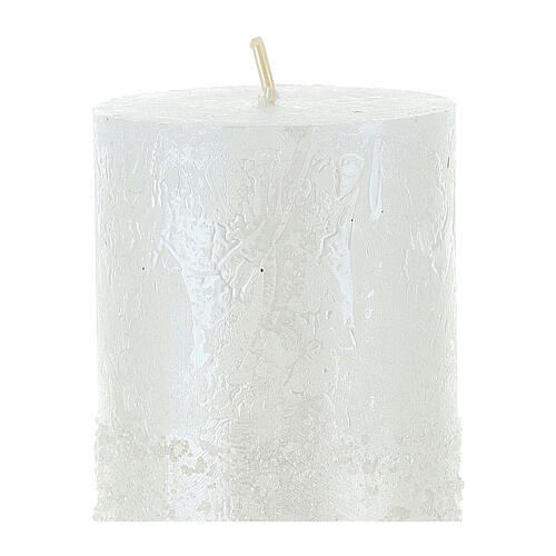 Perlweiße Kerze mit Schnee-Effekt, 4 Stck, 80 x 60 mm 2
