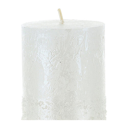 Pearly white candles with snow effect, set of 4, 80x60 mm 2