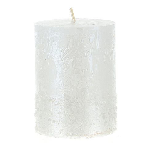 Pearly white candles with snow effect, set of 4, 80x60 mm 3