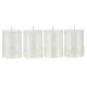 Pearly white candles with snow effect, set of 4, 80x60 mm s1