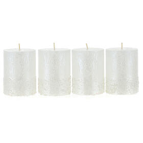 White pearl snow effect candle 4 pcs 80x60 mm