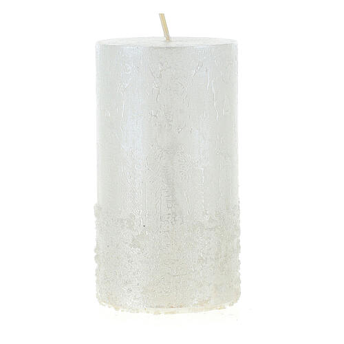 Pearly candles with snow effect, set of 4, 110x60 mm 2