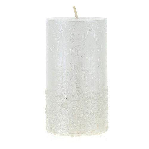 Pearly candles with snow effect, set of 4, 110x60 mm 3