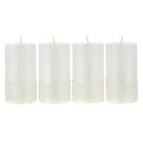 Christmas candle with snow effect pearl 4 pcs 110x60 mm
