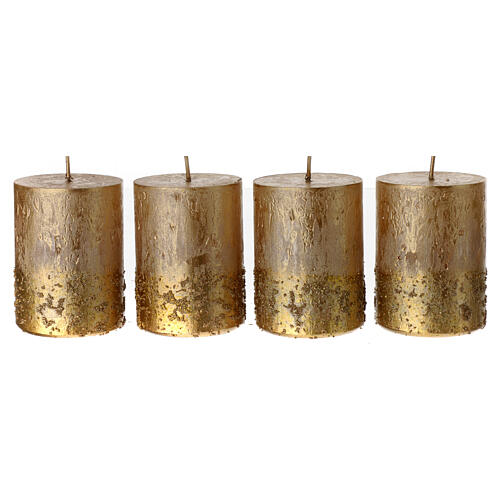 Golden satin Christmas candles 4 pieces, 80x60 mm 1