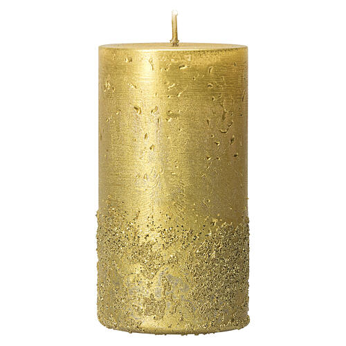 Gold Christmas candles satin glitter 4 pcs 80x60 mm 1