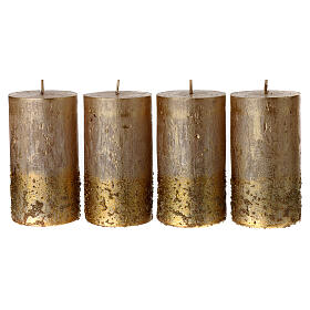 Velas cilindro oro satinado Navidad 4 piezas 110x60 mm