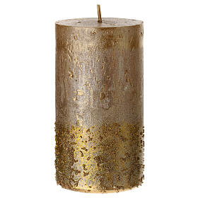 Velas cilindro oro satinado Navidad 4 piezas 110x60 mm