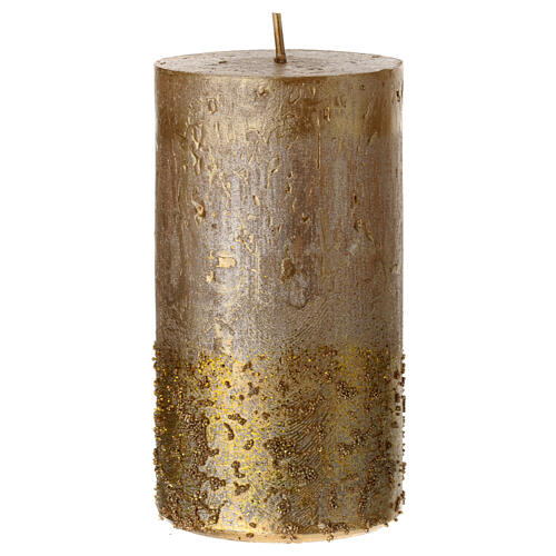 Velas cilindro oro satinado Navidad 4 piezas 110x60 mm 2