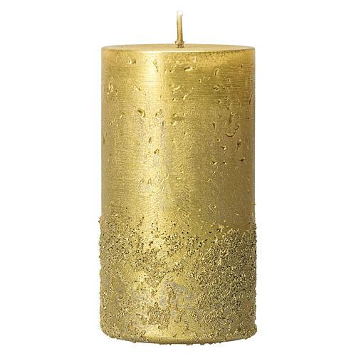 Candele cilindro oro satinato Natale 4 pz 110x60 mm